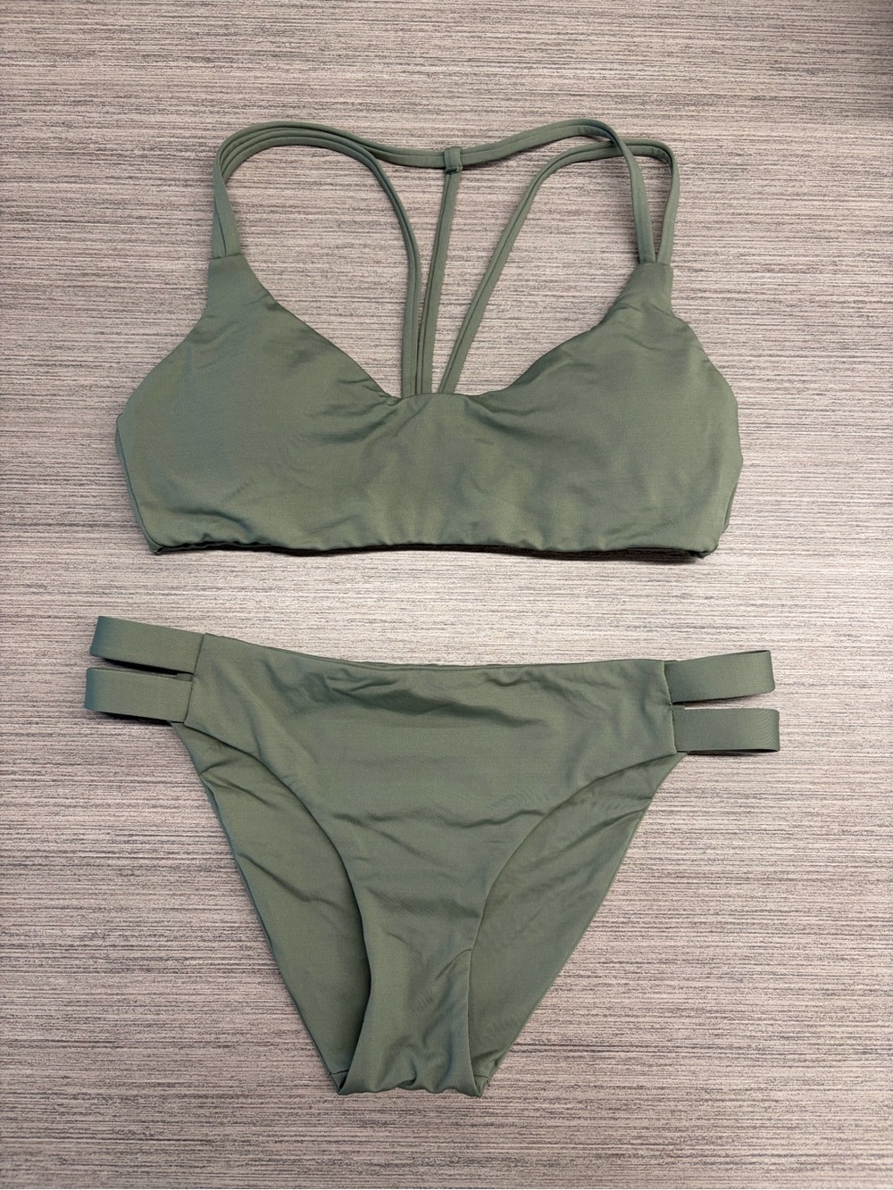 Olive Green Strappy Bikini Set - Women Swim